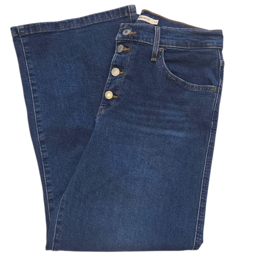 Levi’s Mile High Cropped Wide Leg Jean Women’s Sz 30 Medium Wash Button Fly
